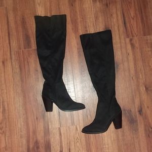 Prism-25 Black Fold Over Knee High Boots